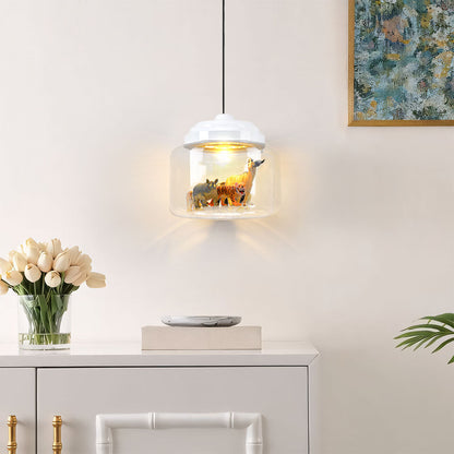 Colorful Kids Glass Pendant Lamp Fun Animal Theme