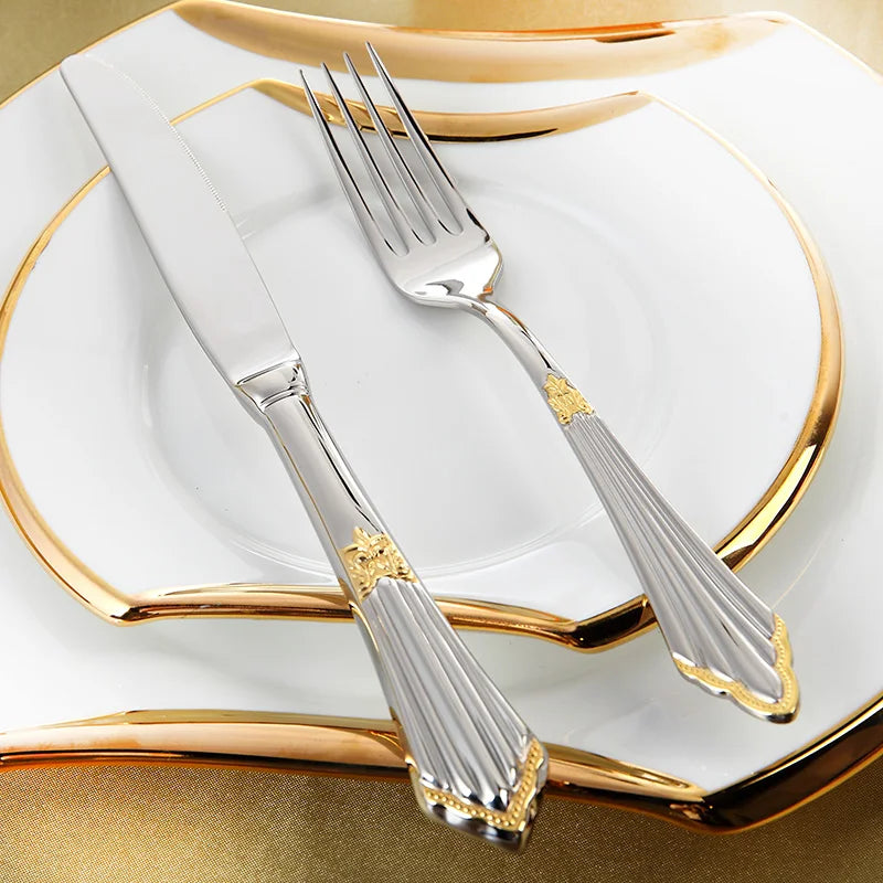 Premium 4pc Gold Plated Stainless Steel Cutlery Set