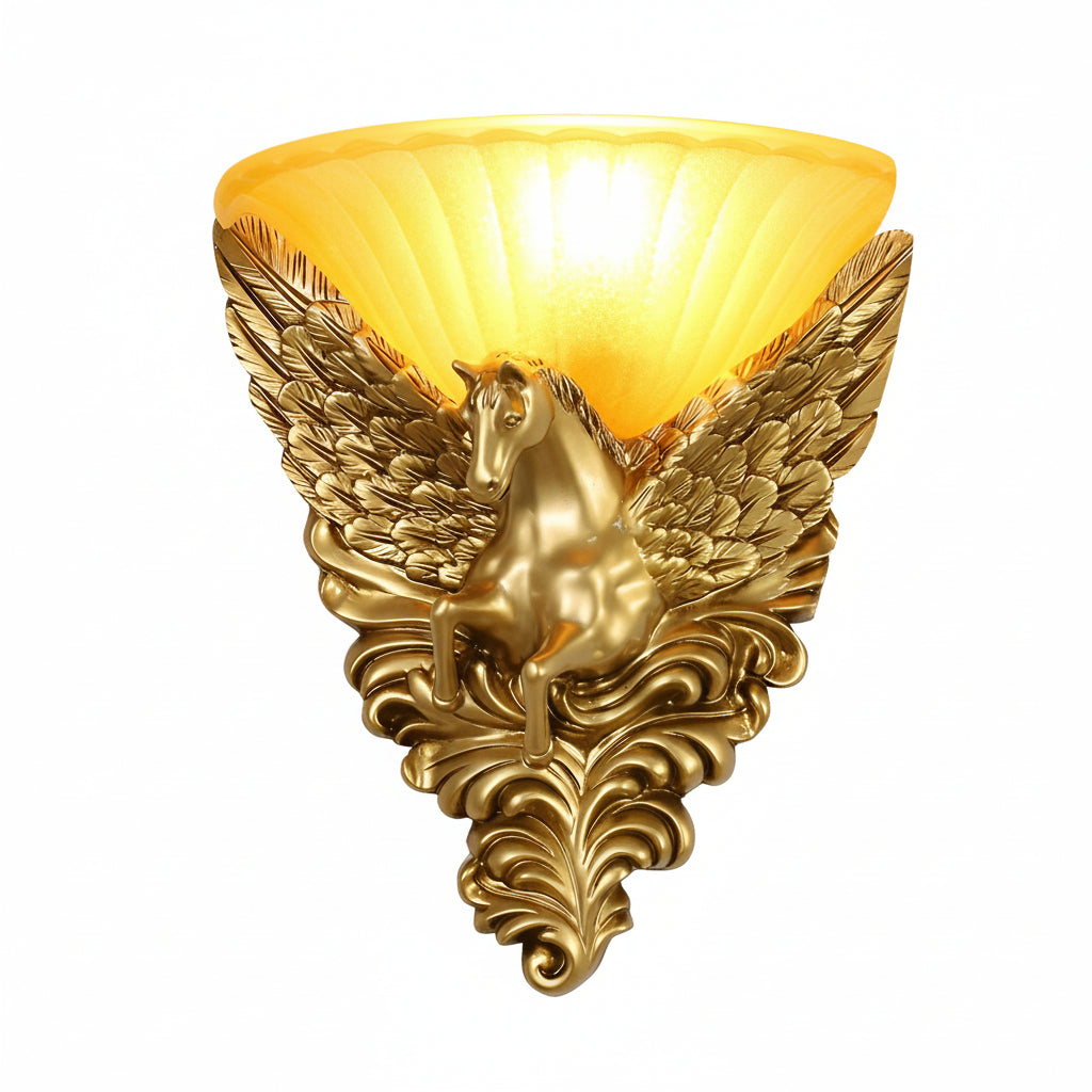 Retro Gold Horse Wall Light Fixture