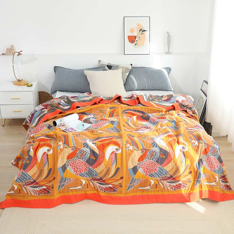 Eco Friendly Cotton Quilt with Colorful Tropical Design - Cofik