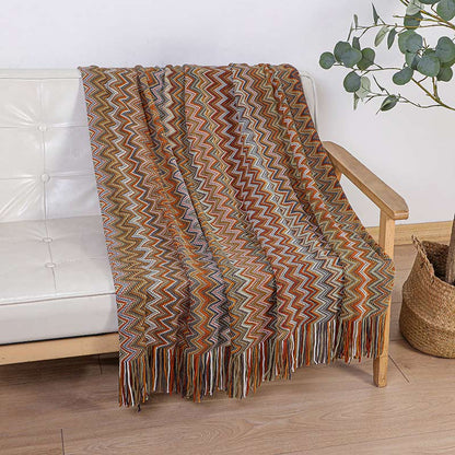 Vibrant Striped Fringe Throw Blanket
