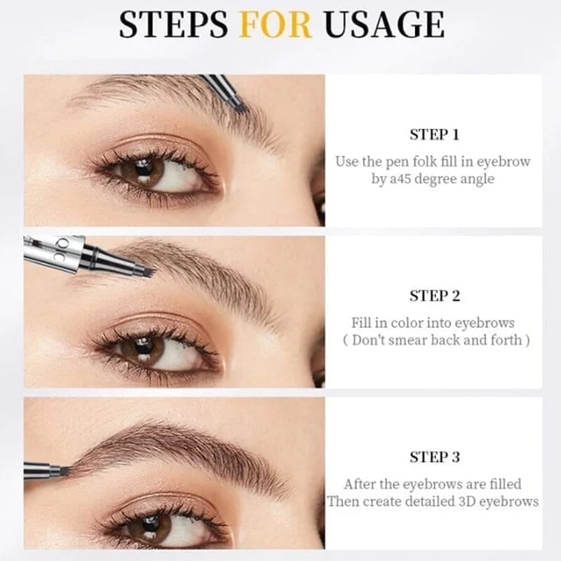 Easy Use Waterproof Brow Pen 4 Tip Tattoo Eyebrow Pencil