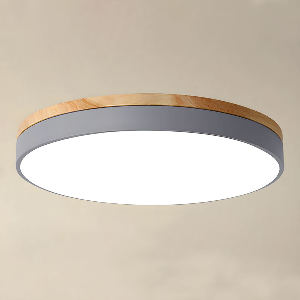 Rustic Wooden Semi Flush Ceiling Lamp