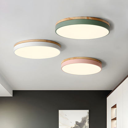 Rustic Wooden Semi Flush Ceiling Lamp