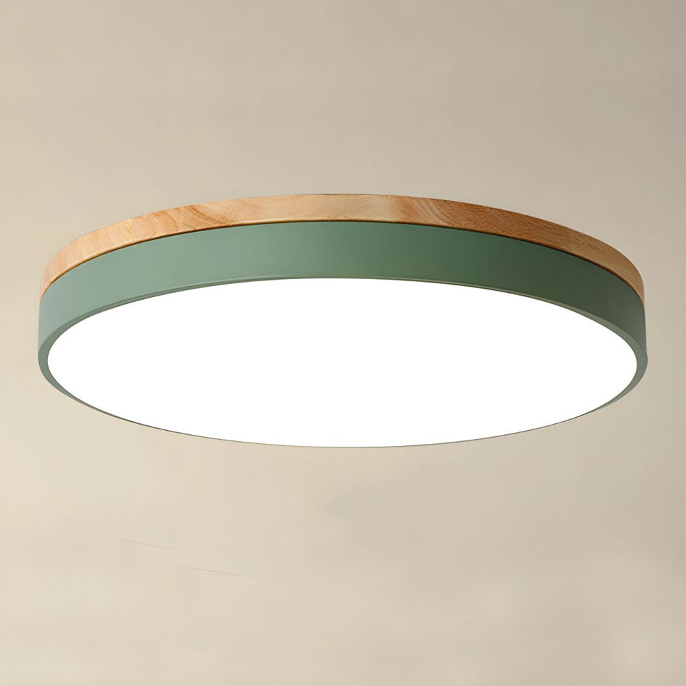 Rustic Wooden Semi Flush Ceiling Lamp