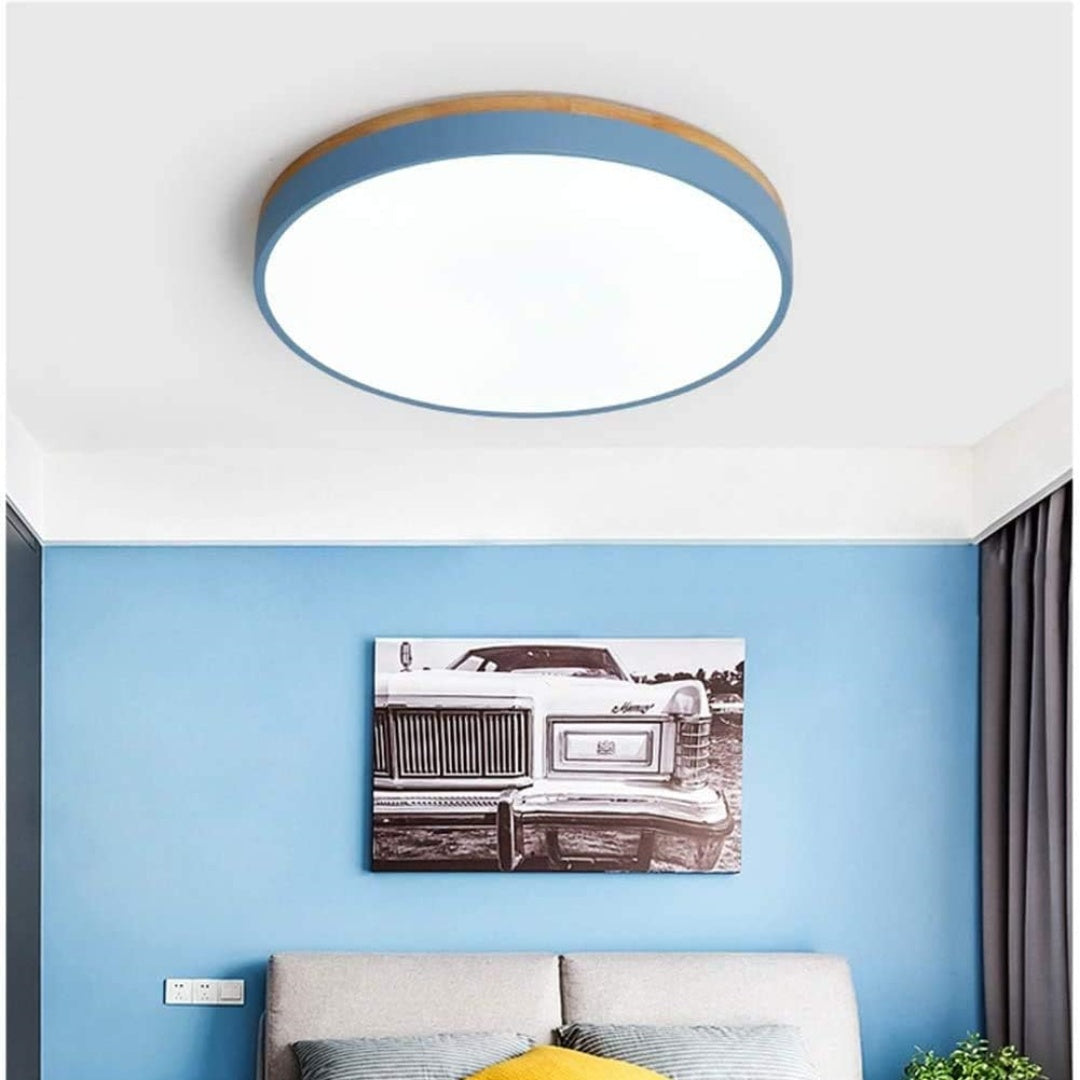 Rustic Wooden Semi Flush Ceiling Lamp