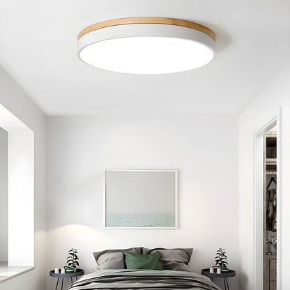 Rustic Wooden Semi Flush Ceiling Lamp