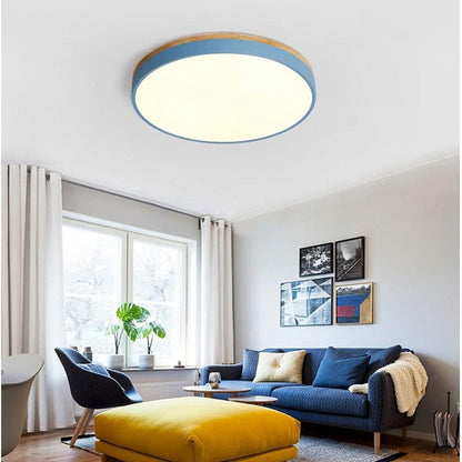 Rustic Wooden Semi Flush Ceiling Lamp
