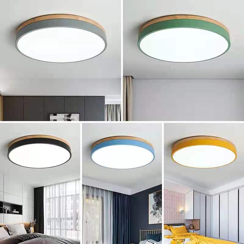 Rustic Wooden Semi Flush Ceiling Lamp