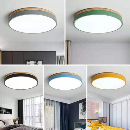 Rustic Wooden Semi Flush Ceiling Lamp