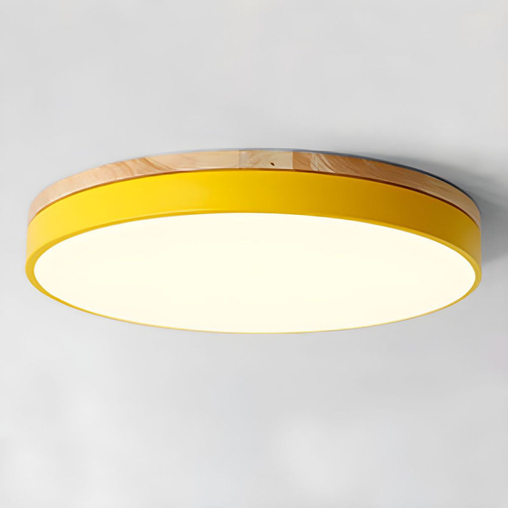 Rustic Wooden Semi Flush Ceiling Lamp
