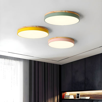 Rustic Wooden Semi Flush Ceiling Lamp