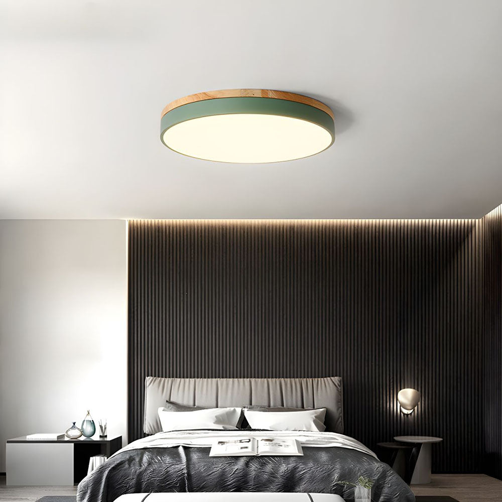Rustic Wooden Semi Flush Ceiling Lamp