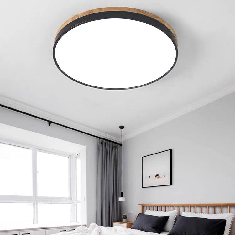 Rustic Wooden Semi Flush Ceiling Lamp