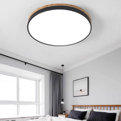 Rustic Wooden Semi Flush Ceiling Lamp