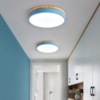 Rustic Wooden Semi Flush Ceiling Lamp