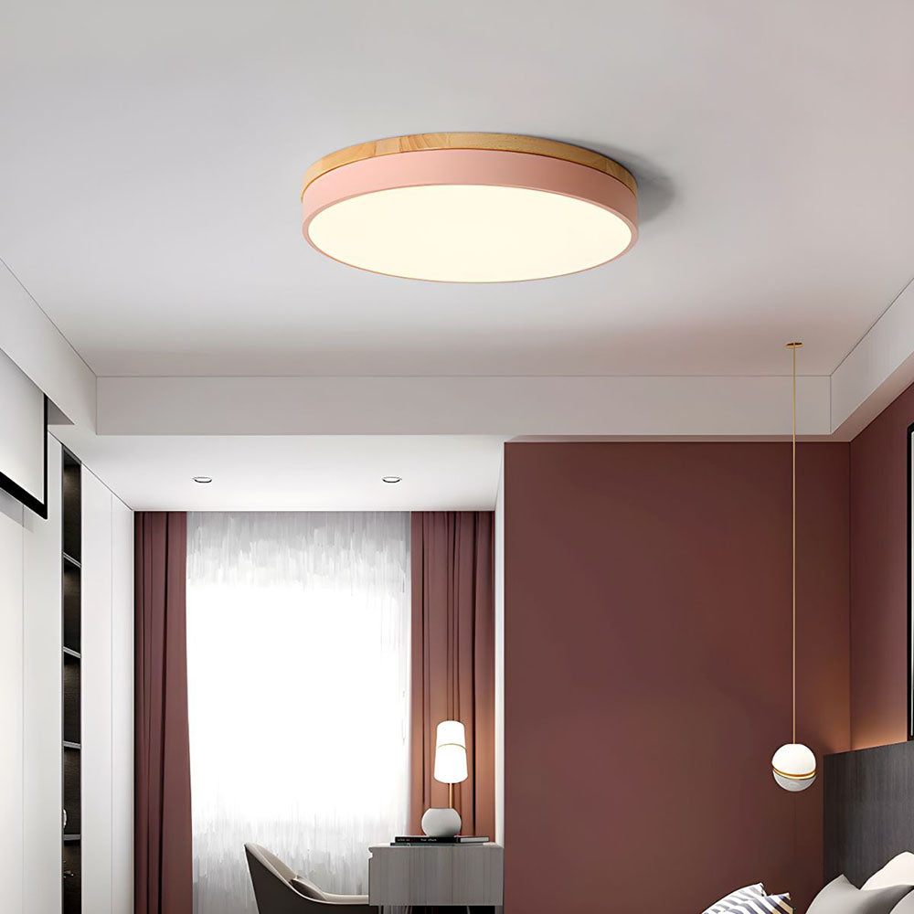 Rustic Wooden Semi Flush Ceiling Lamp