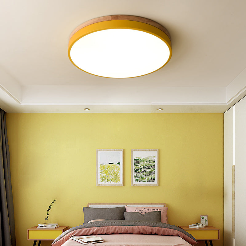 Rustic Wooden Semi Flush Ceiling Lamp
