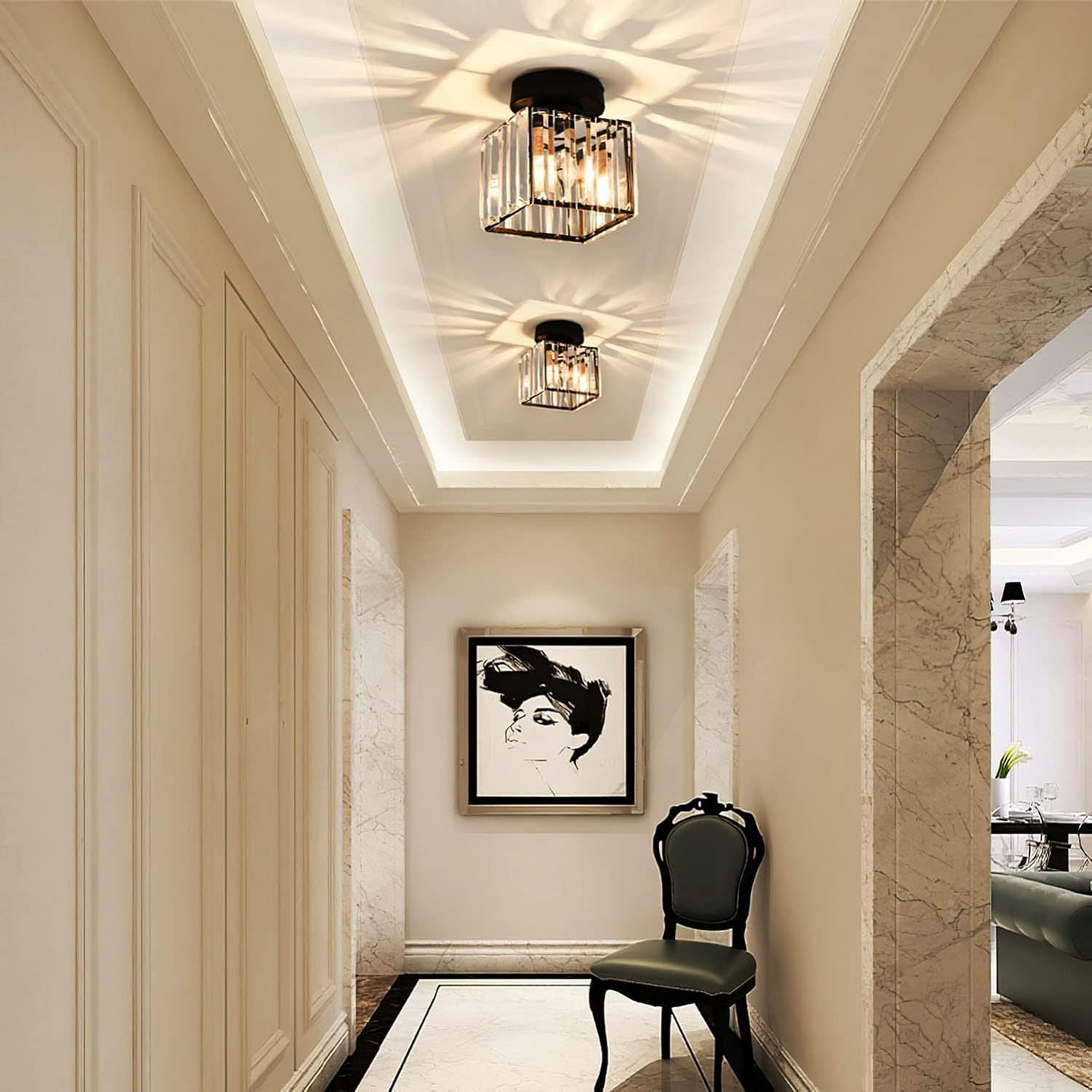 Luxurious Sparkling Crystal Ceiling Light