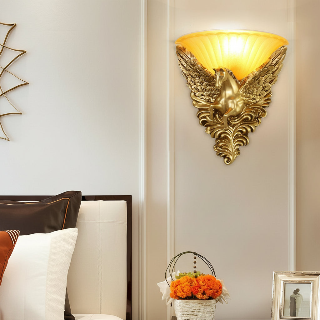 Retro Gold Horse Wall Light Fixture
