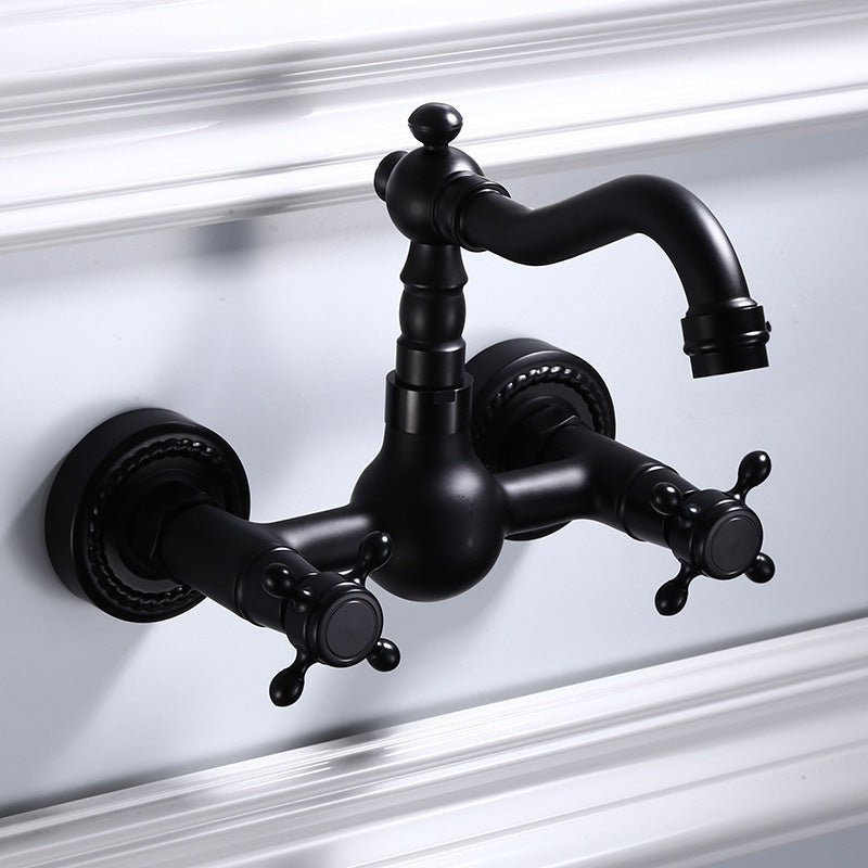 Modern Black Mount Bathroom Faucet Widespread Sink Mixer