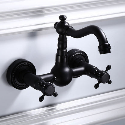 Modern Black Mount Bathroom Faucet Widespread Sink Mixer