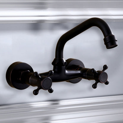 Modern Black Mount Bathroom Faucet Widespread Sink Mixer - Cofik
