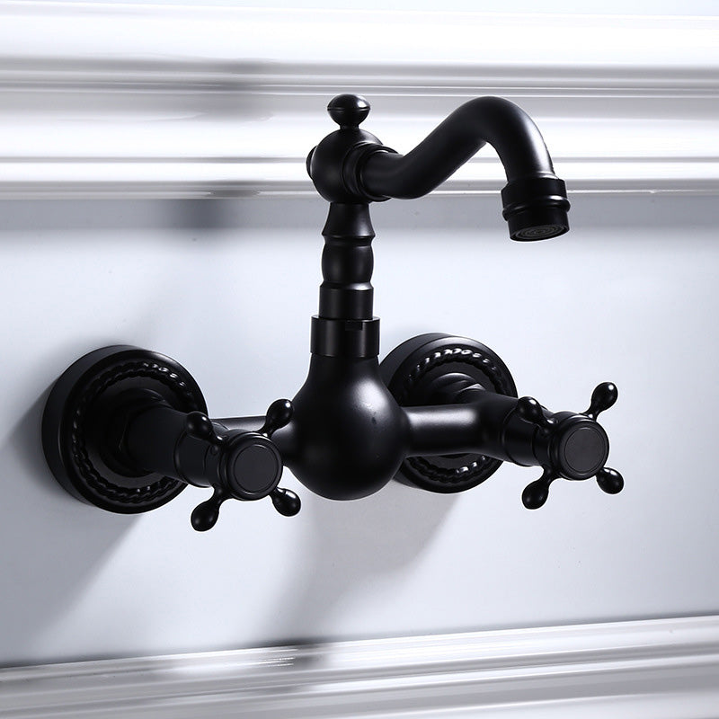 Modern Black Mount Bathroom Faucet Widespread Sink Mixer