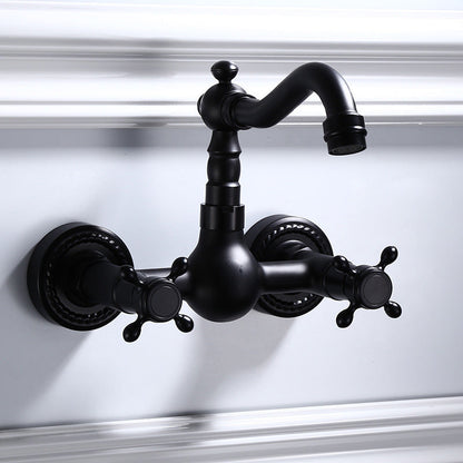 Modern Black Mount Bathroom Faucet Widespread Sink Mixer