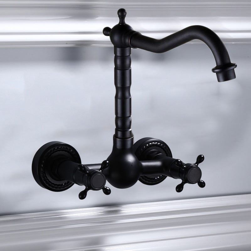 Modern Black Mount Bathroom Faucet Widespread Sink Mixer