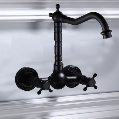 Modern Black Mount Bathroom Faucet Widespread Sink Mixer