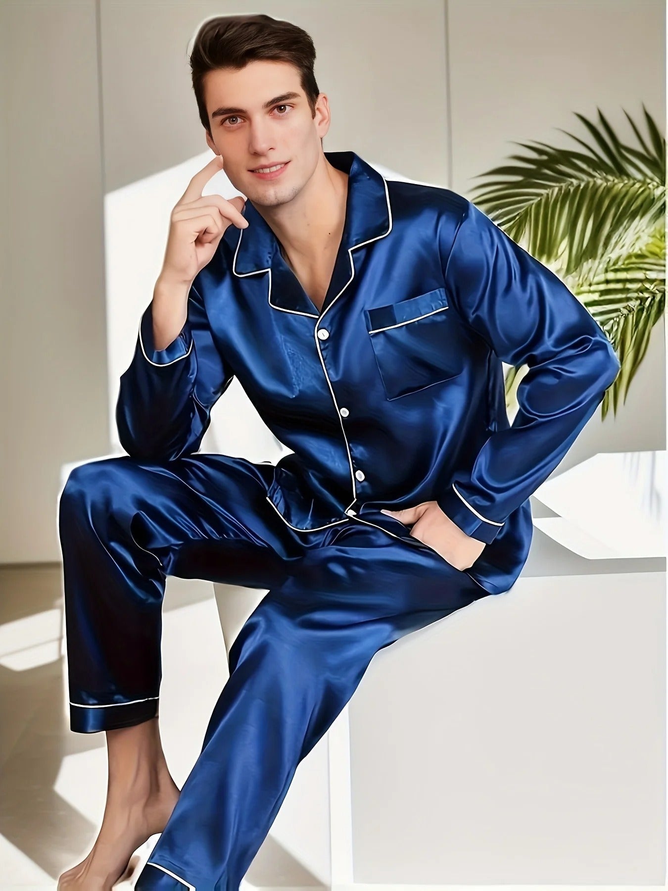 Soft Mens Pajama Set Comfortable Sleepwear