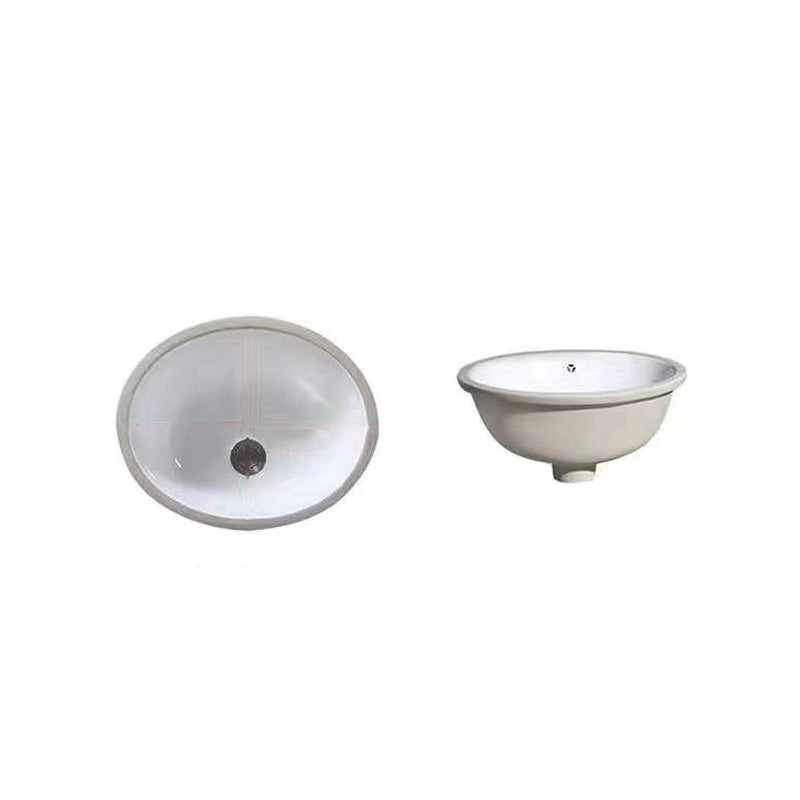 Contemporary Oval Ceramic Sink with Built-in Pop-Up Drain