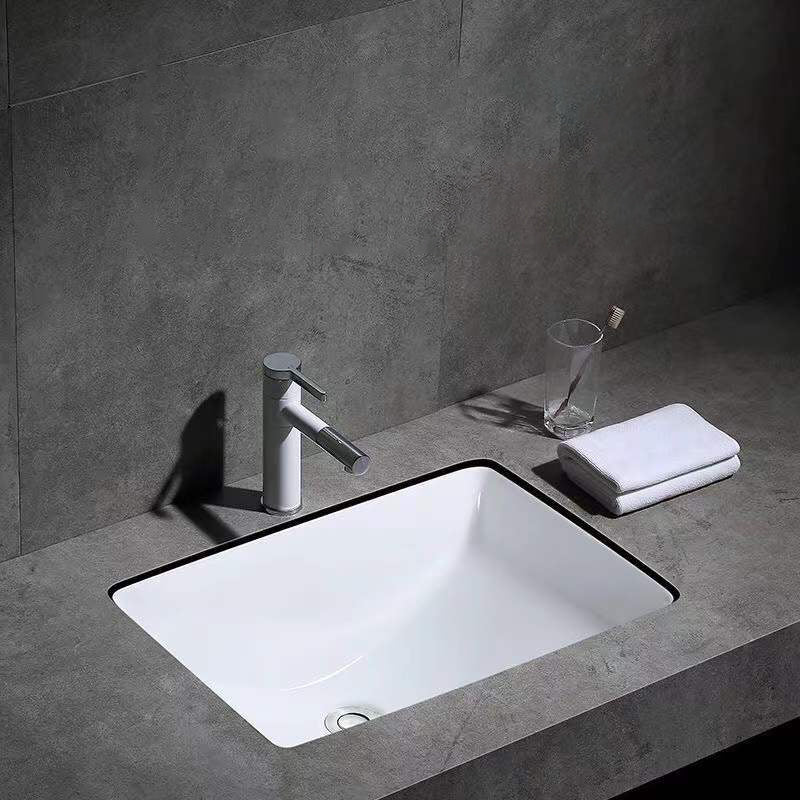 Contemporary Oval Ceramic Sink with Built-in Pop-Up Drain