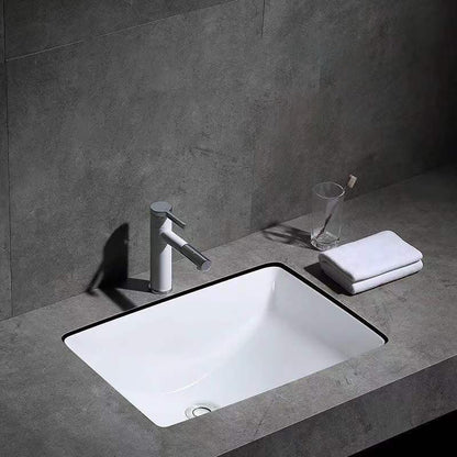 Contemporary Oval Ceramic Sink with Built-in Pop-Up Drain