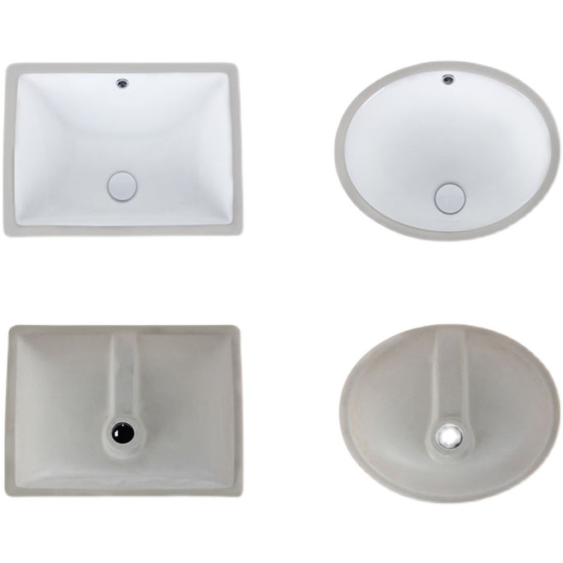 Contemporary Oval Ceramic Sink with Built-in Pop-Up Drain