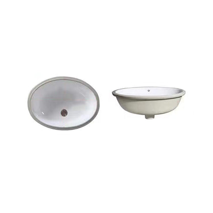 Contemporary Oval Ceramic Sink with Built-in Pop-Up Drain