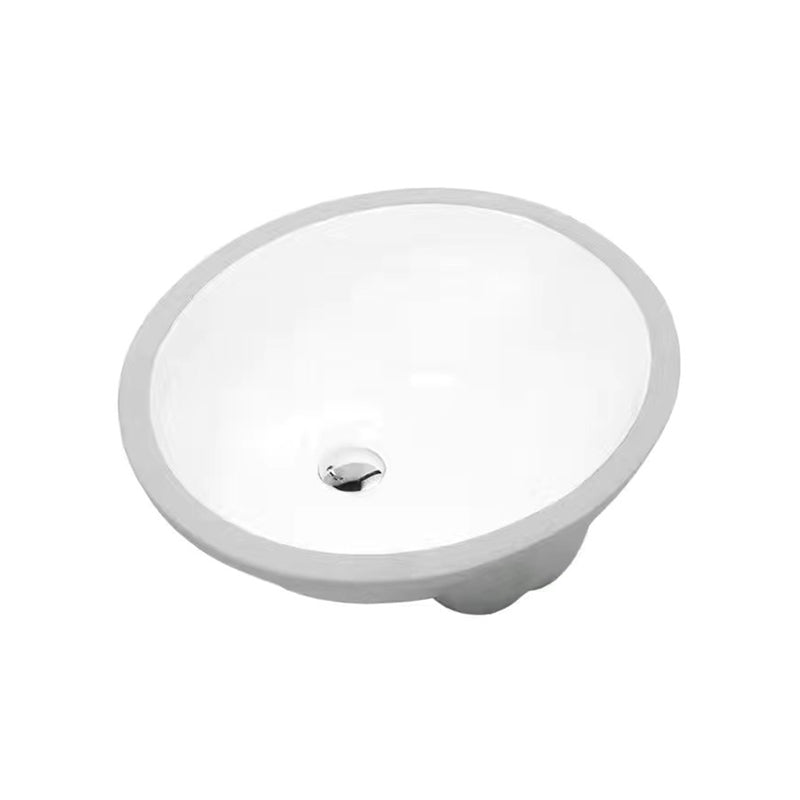Contemporary Oval Ceramic Sink with Built-in Pop-Up Drain