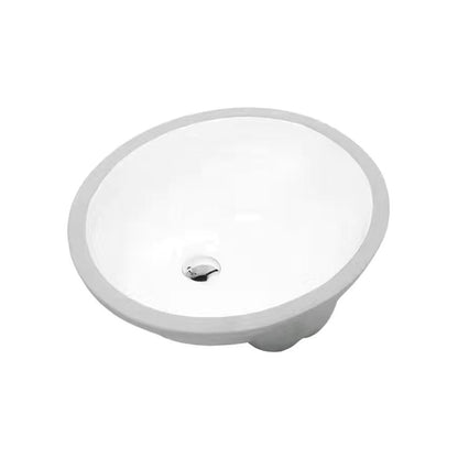 Contemporary Oval Ceramic Sink with Built-in Pop-Up Drain