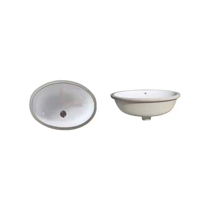 Contemporary Oval Ceramic Sink with Built-in Pop-Up Drain