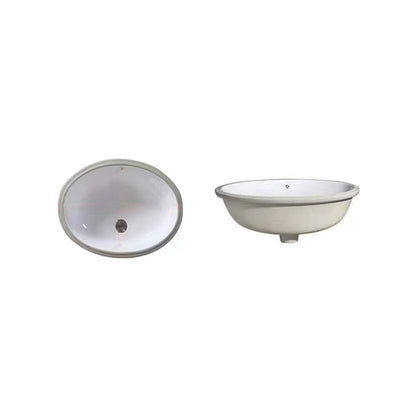 Contemporary Oval Ceramic Sink with Built-in Pop-Up Drain
