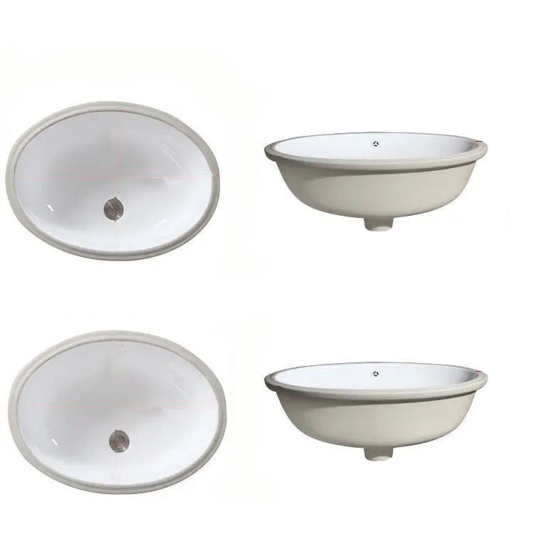 Contemporary Oval Ceramic Sink with Built-in Pop-Up Drain