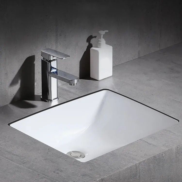 Contemporary Oval Ceramic Sink with Built-in Pop-Up Drain