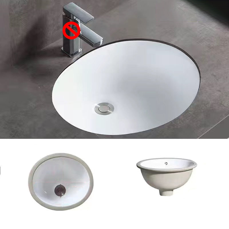 Contemporary Oval Ceramic Sink with Built-in Pop-Up Drain