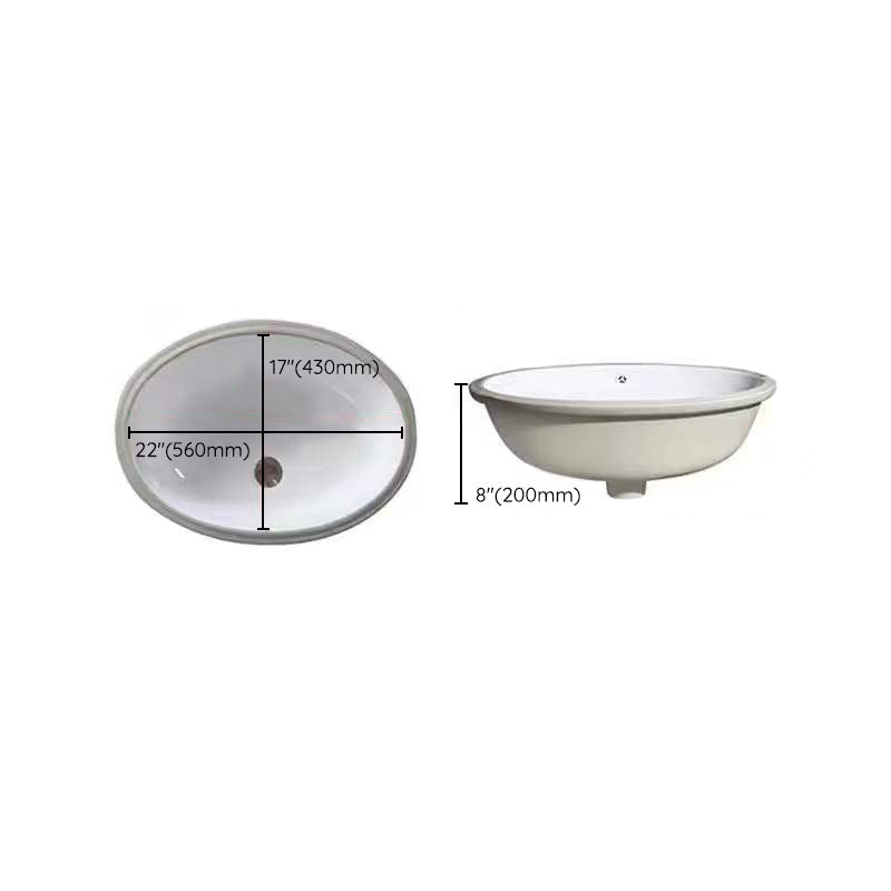 Contemporary Oval Ceramic Sink with Built-in Pop-Up Drain