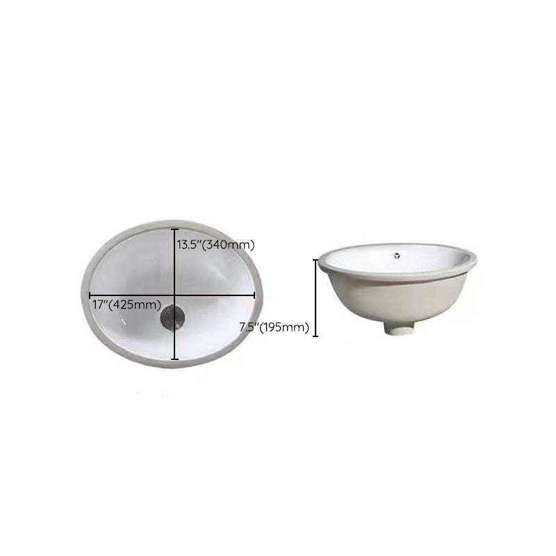 Contemporary Oval Ceramic Sink with Built-in Pop-Up Drain