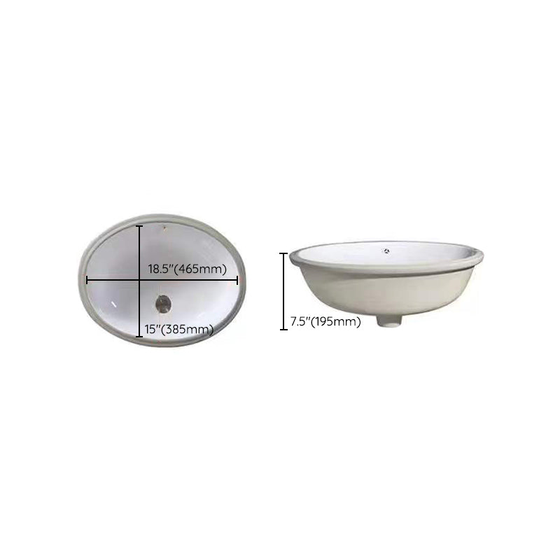 Contemporary Oval Ceramic Sink with Built-in Pop-Up Drain
