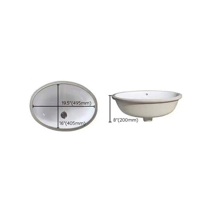 Contemporary Oval Ceramic Sink with Built-in Pop-Up Drain