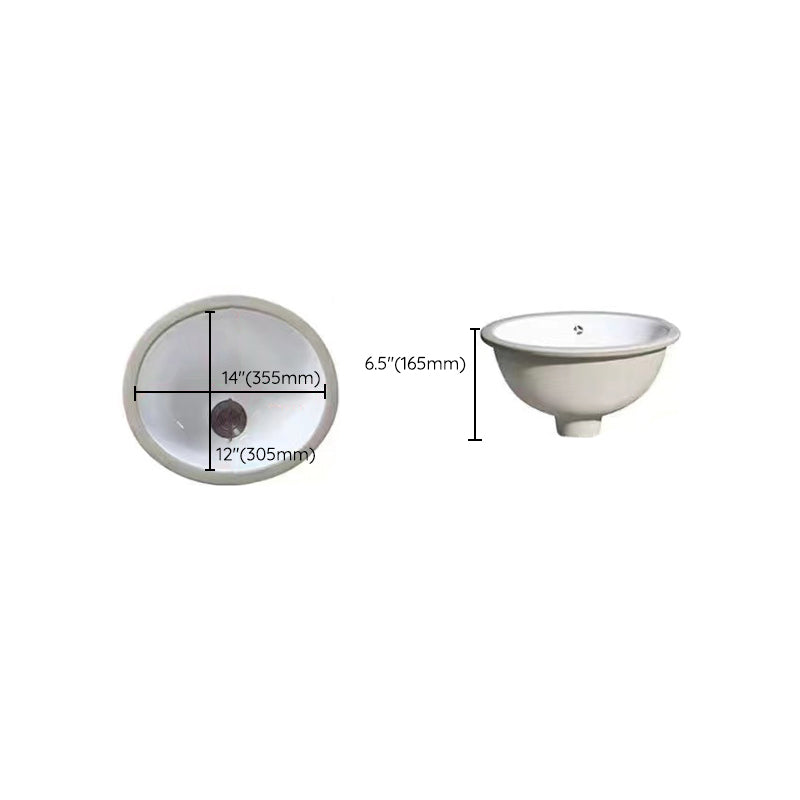 Contemporary Oval Ceramic Sink with Built-in Pop-Up Drain