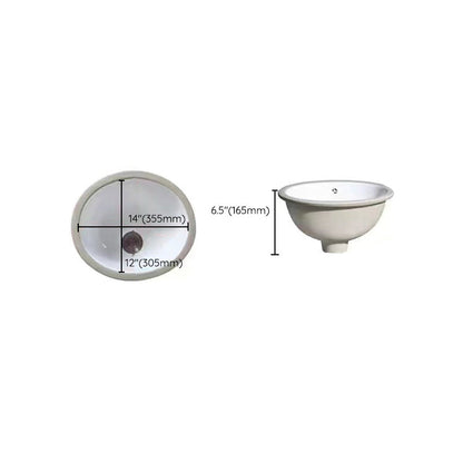 Contemporary Oval Ceramic Sink with Built-in Pop-Up Drain